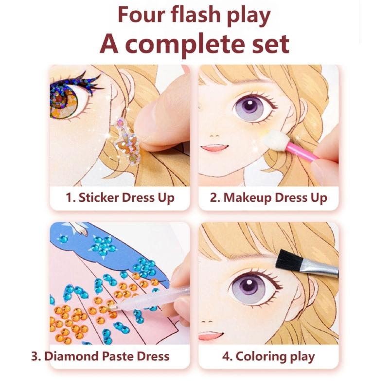 Magical Princess Makeup Sticker Set Cosmetic Toy For Kids Educational Drawing And Coloring Craft Activity Girls Gift