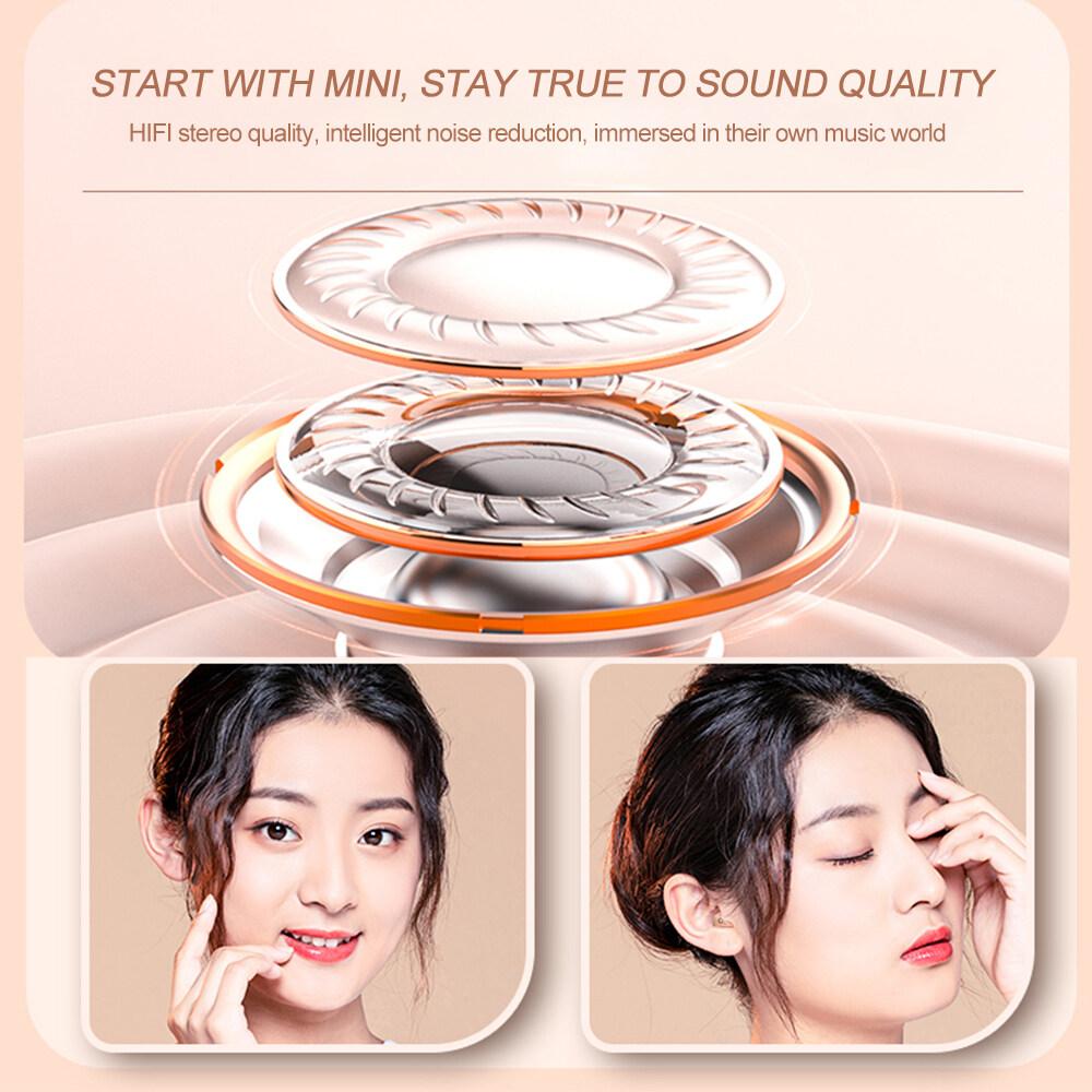 Mini Bluetooth 5.3 Music Headphones True Wireless Invisible In-Ear Earphones Gaming HIFI Stereo Noise Reduction Earbuds with LED Display Headsets