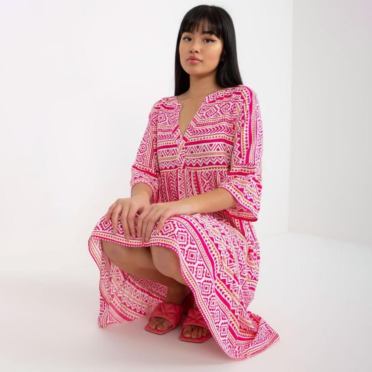 Rochie de vară pentru femei cu talie înaltă, croială A, mânecă scurtă, cu imprimeu etnic, cu șireturi