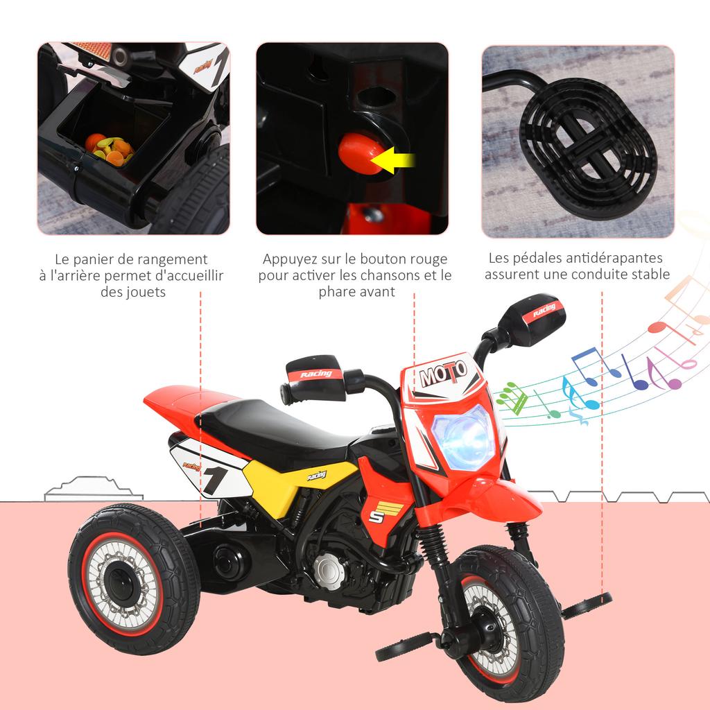 Kids Trike, Toddler Pedal Motorcycle, Kids Ride On Tricycle Early Learning W/ Music Lights Handlebar Stickers Exercise Boys Girls Gift for 18 - 36