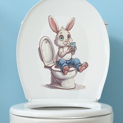 Funny Bunny Goes To The Toilet Toilet Stick Bathroom Bathroom Home Decoration Stickers
