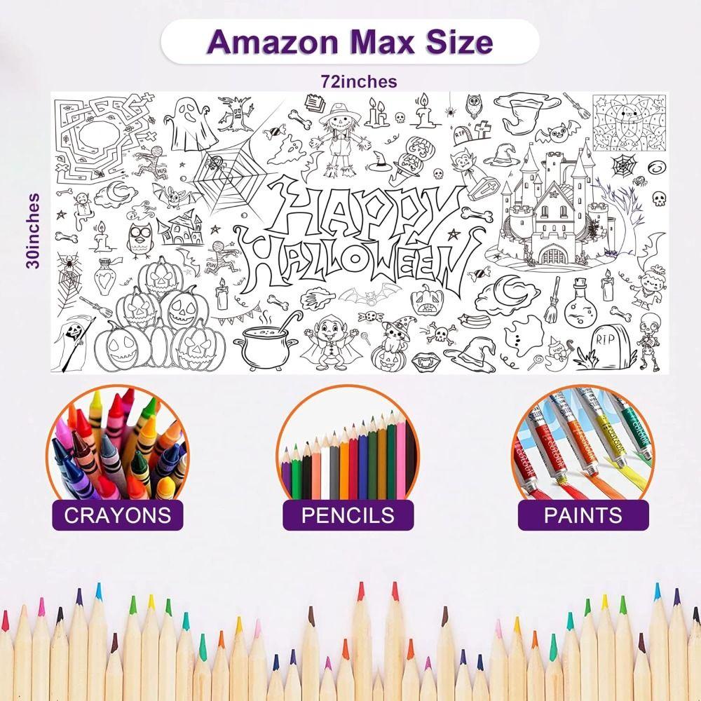 Creative Halloween Graffiti Tablecloth Handmade Cartoon Children's Drawing Tablecloth 183x76cm Waterproof Large Coloring Posters