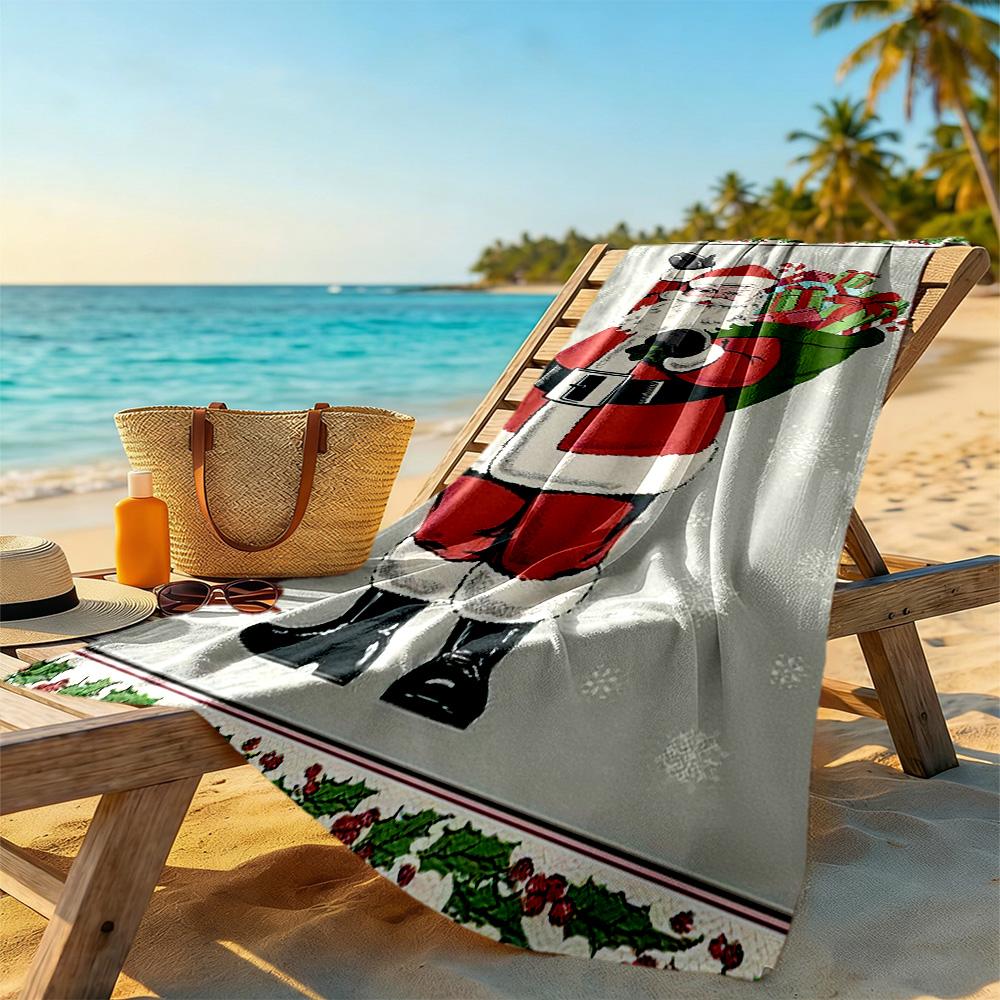 Christmas Beach Towel Soft Durable Quick-Dry Comfortable Lightweight Suitable for Sports, Travel, Swimming, Yoga, Bathroom, Beach, And Pool
