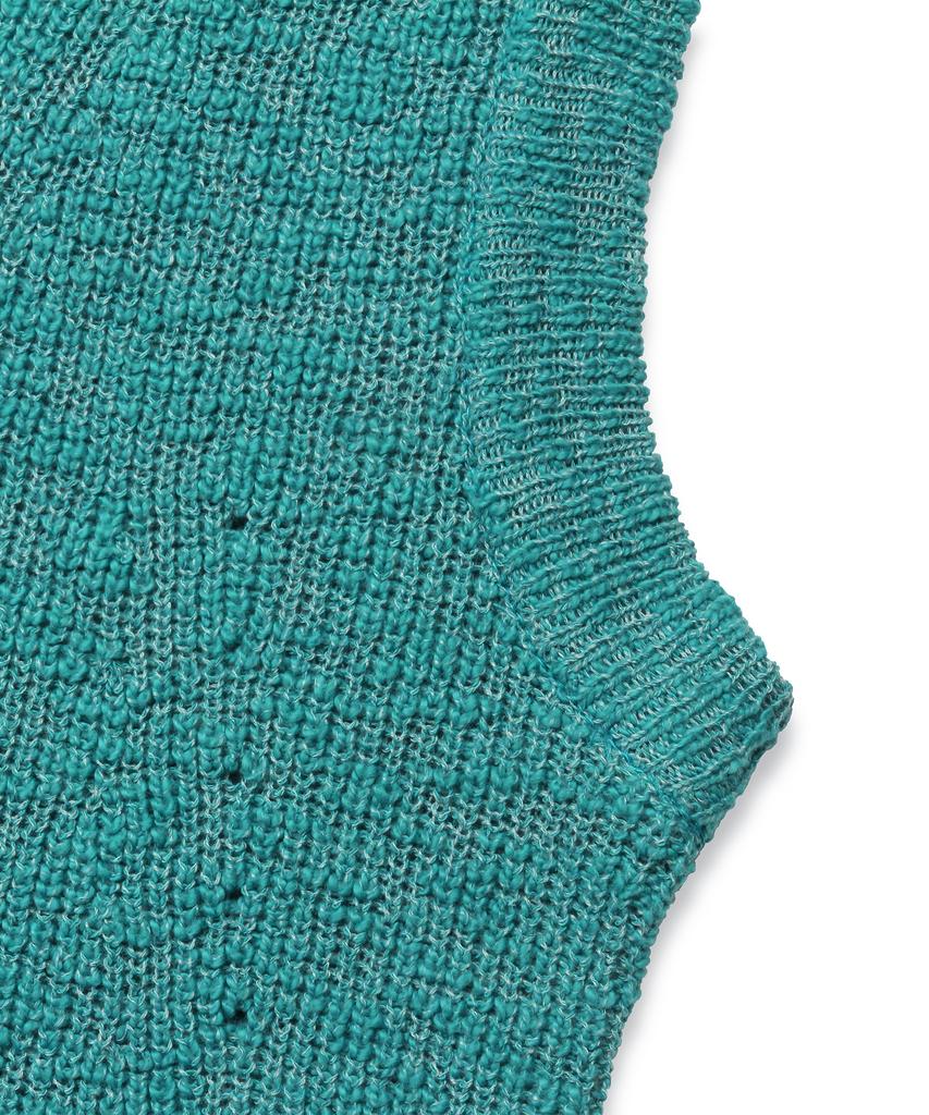 Doffjason Loose Fit Curly Knit Vest Teal Green