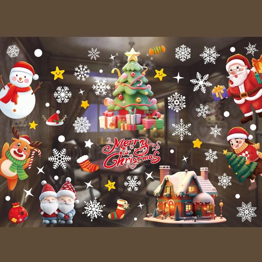 Feiertags-Fenstersticker 4 Bögen Nikolaus Schneemann Rentier Fensteraufkleber Weihnachten Wand Glas Aufkleber Für Winter Haus Party Außen