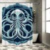 Exquisite Blue Octopus Art Shower Curtain - Intricate Sea Creature Design For A Unique, Waterproof Bathroom Dcor