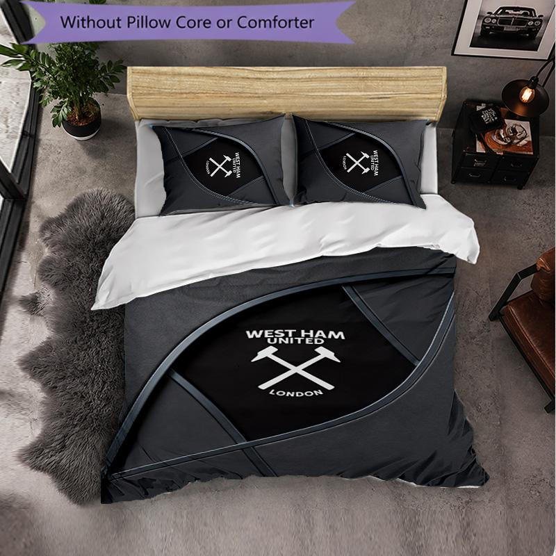 West Ham United Calcio Set Biancheria da Letto 3 Pezzi Morbido Set Copripiumino con Federe Set Decorazione Camera da Letto per la Casa