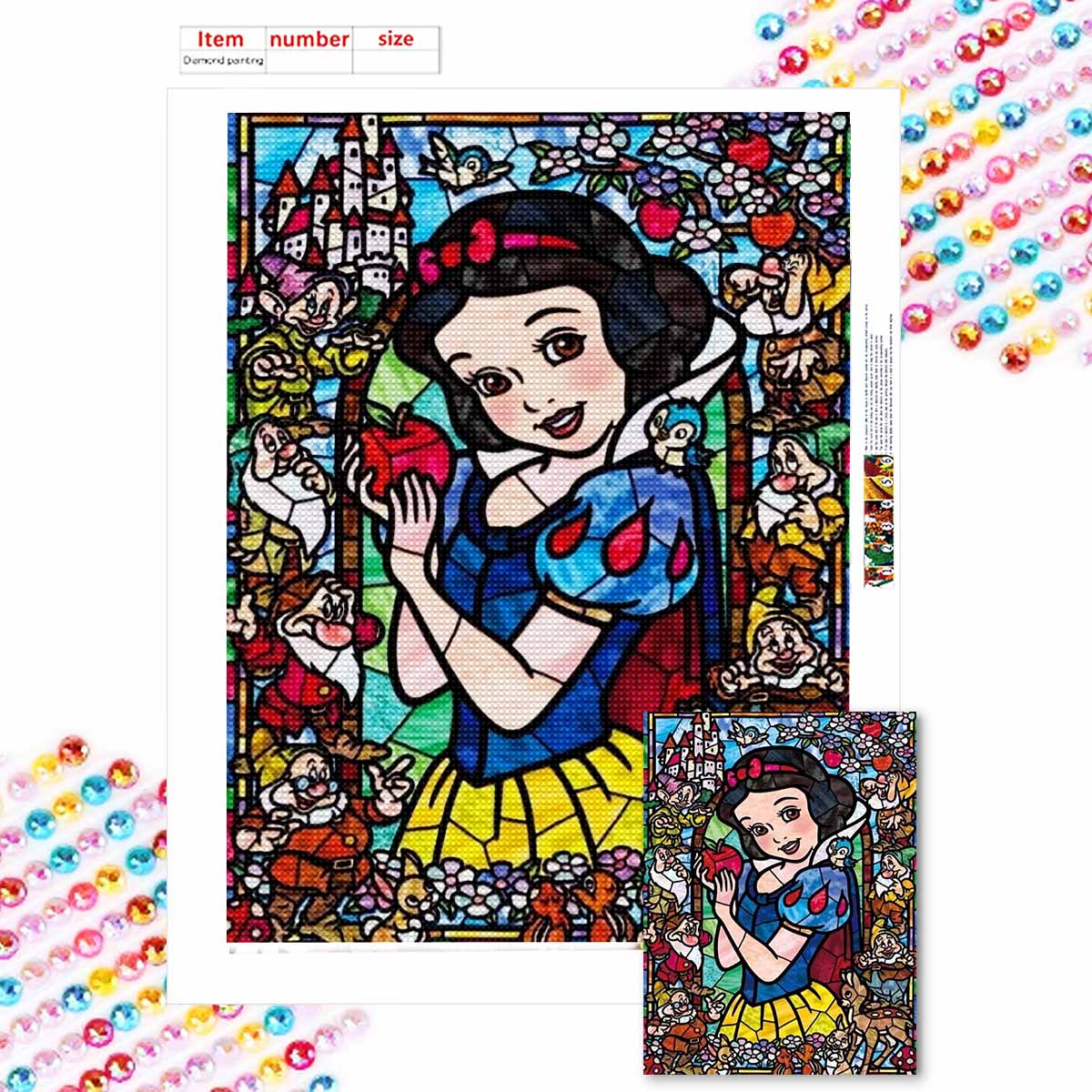 

5D Алмазная Живопись Сделай Сам Прекрасная Белоснежка Полная Выкладка Стразы Мозаика Вышивка Изделия Ручной Работы Домашний Декор Подарок Round 20x30cm