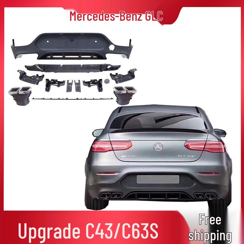 Fits GLC260 Coupe Modification: GLC63S Rear Bumper Tailpipe Tail Lip & GLC300 Coupe Body Kit