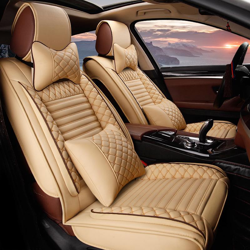 Universal Breathable Leather Car Seat Cover with Lumbar Support - Multi-Color Summer Cushion