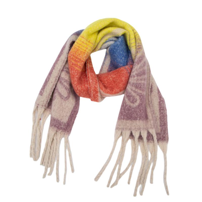 Autumn and winter new loop yarn imitation mohair jacquard small flower scarf