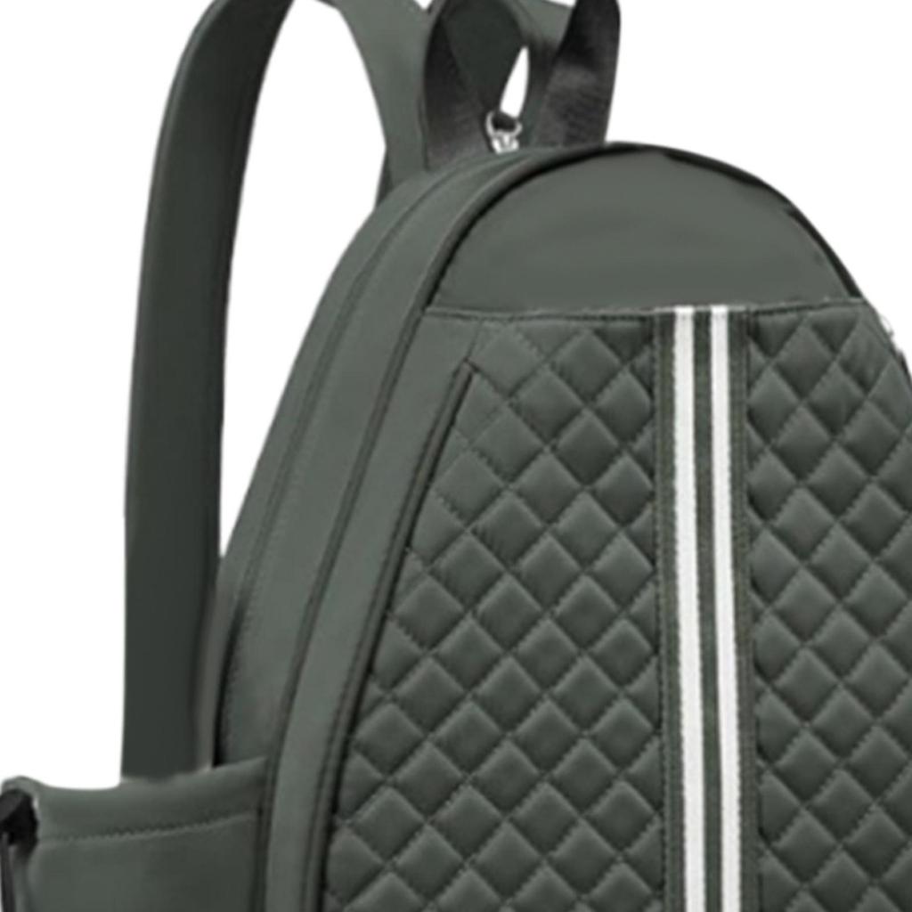 Tennis Bag Outdoor with Side Pockets Quilted Crossbody Backpack Green