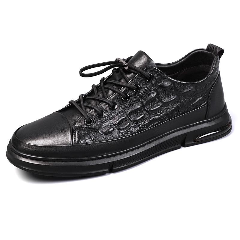 Men s Korean Style Casual Cowhide Low-Top White Sports Shoes Size 40