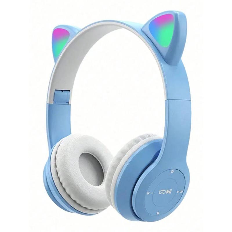 Leuchtendes Headset mit Katzenohren, kabelloses Headset, kabelloses Cartoon-Gaming-Headset, faltbares kabelloses Headset mit Stereo-Sound