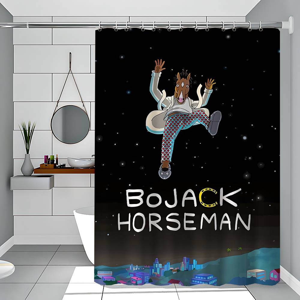 

B-BoJack Horseman Art Shower Curtain Summer Beach Bathroom Decorative Shower Curtain, Waterproof 90x180 cm