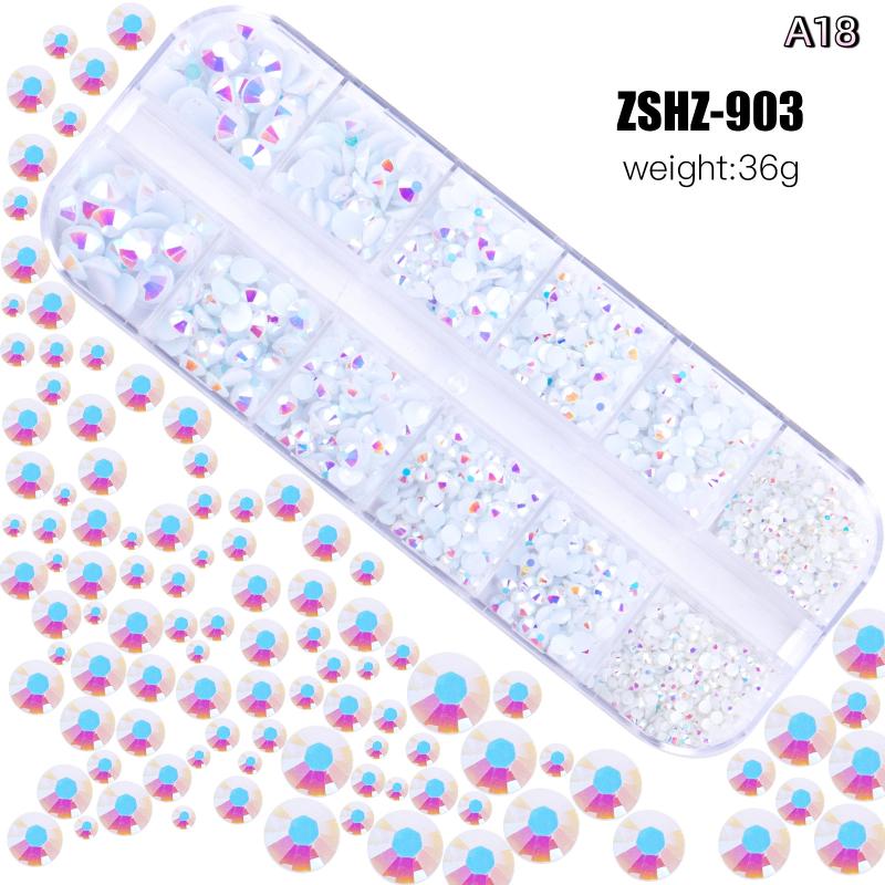 

AB Crystal Flatback Jewelry Gems Multicolour Nail Art Organizer 12Grids Nail Art Rhinestone Beads Box