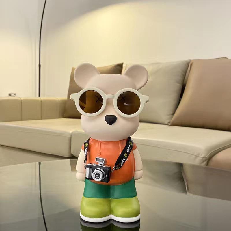 Cartoon Bear Piggy Bank: Creative Modern Ceramic Ornament for Living Room