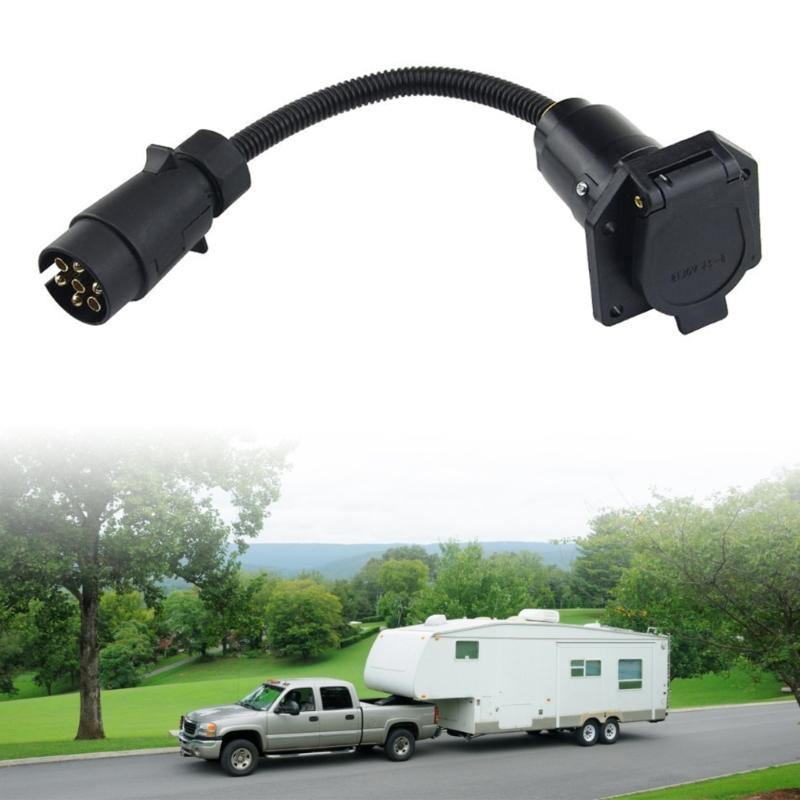 Universal Trailer Plug Adapter 5 Pin 7 Pin Double Head Connector 60cm ABS Construction Suitable for Vehicle Towing Compatibility