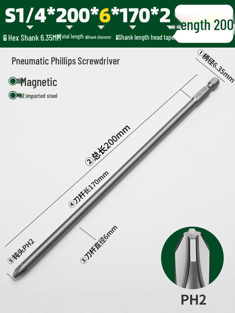 Hexagonal Magnetic Pneumatic Air Screwdriver, S2 1/4 Electric Bit Set