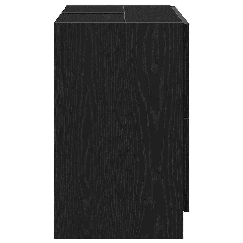 Bathroom Cabinet with Door Black Oak Effect 78 x 37 x 59 cm