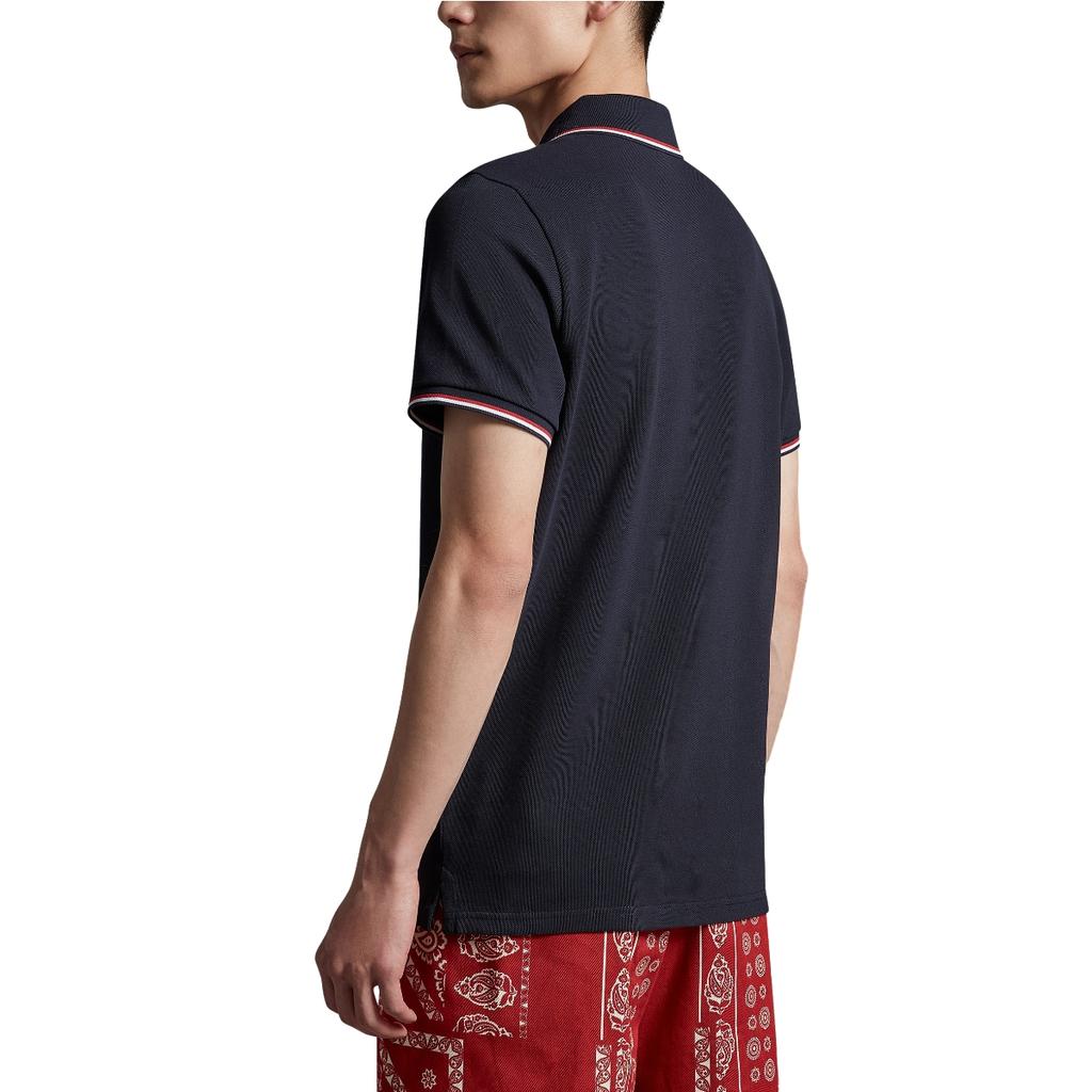 Moncler SS24 Slim Fit Three-Color Knitted Collar Short Sleeve Polo Shirt Men Polo Shirts Dark-Blue J10918A703008455677X