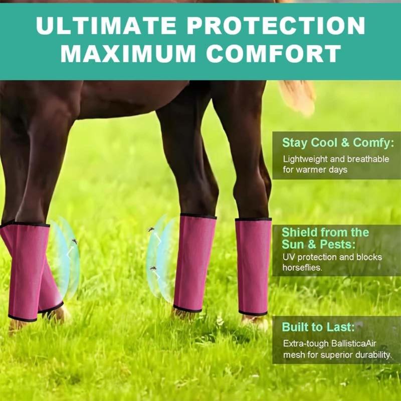 Horse Fly Leggings Breathable Plastic Meshes Horse Leg Wraps for Mosquitoes Bites Proof Cycling Leg Fly Boot