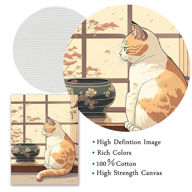 Japan Pop Art Cat Nature Cherry Blossom Landscape Canvas Poster Colorful Aesthetics Home Wall Cartoon Decor Bedroom Cafe Picture