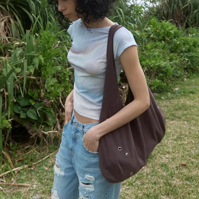 Stud Hobo Bag Brown