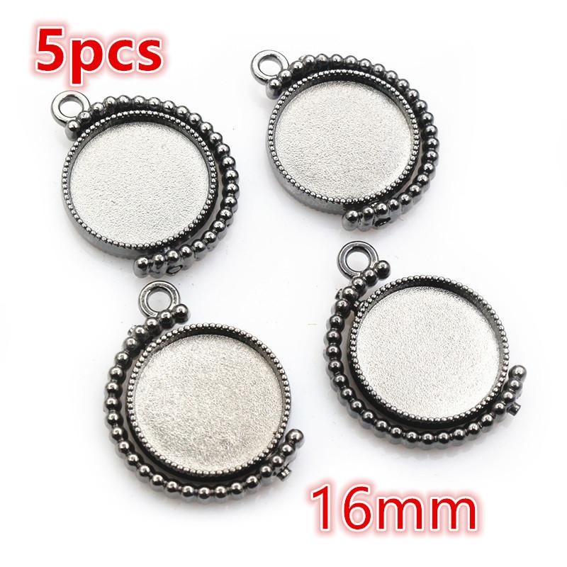 5-15pcs 16mm 18mm Inner Size Pendant Cabochon Blank Base Setting Bezel Tray DIY Jewelry Making Accessories for Necklace Keychain