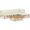 Day and Night - Day and Night Garden Furniture Set 5 Pieces Bamboo and Cream White Cushions