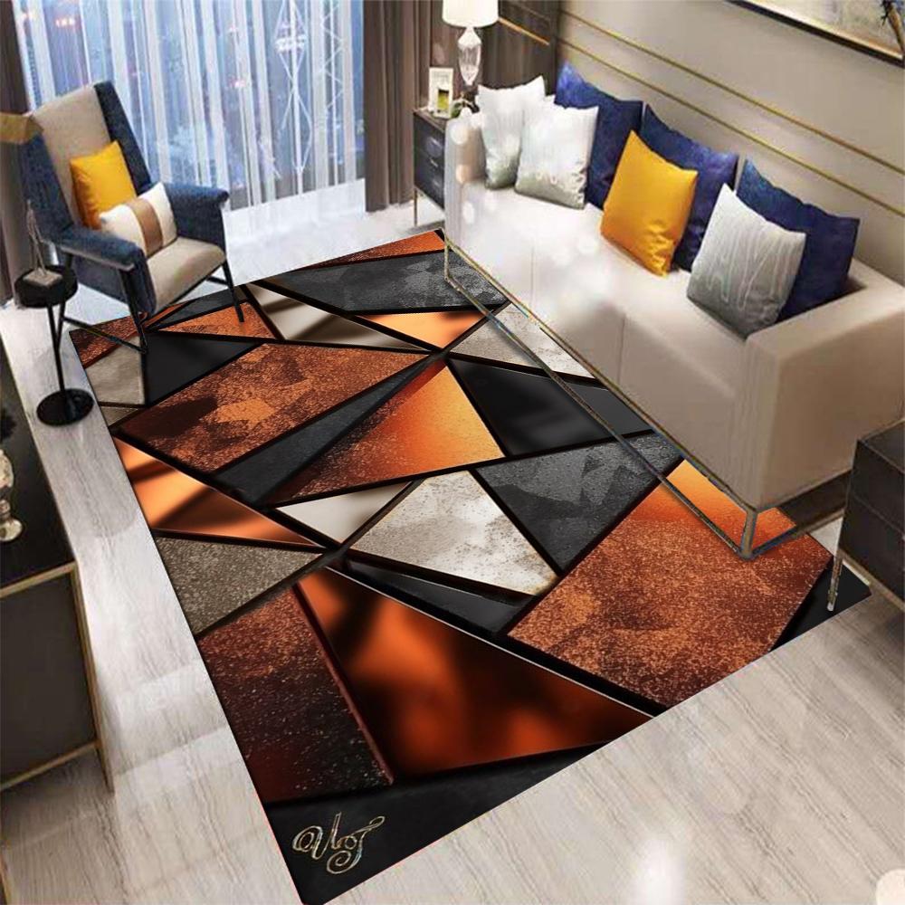 Retro Color Geometry Plaid Carpet Living Room Bedroom Balcony Sofa Table Entrance Mat Non-slip Machine Washable Rug Home Decor