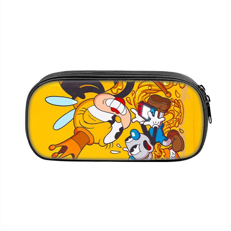 Cuphead Cartoon Pen Case Nylon Storage Pouch For Students And Kids