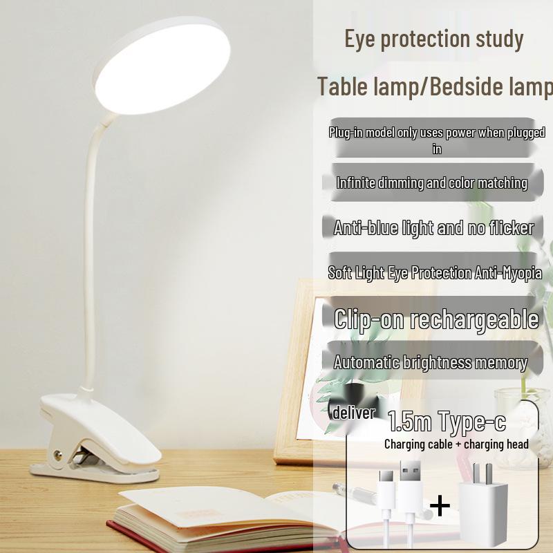 Clip-On Eye Protection Desk Lamp for Dorms and Student Bedrooms - Ideal for Reading and Anti-Myopia
