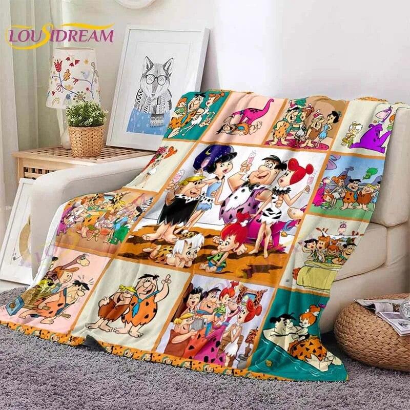 

Одеяло с 3D рисунком Флинстоунов, классическое семейное фланелевое одеяло, милое детское одеяло для кровати, дивана, гостиной, художественные подарки из комиксов