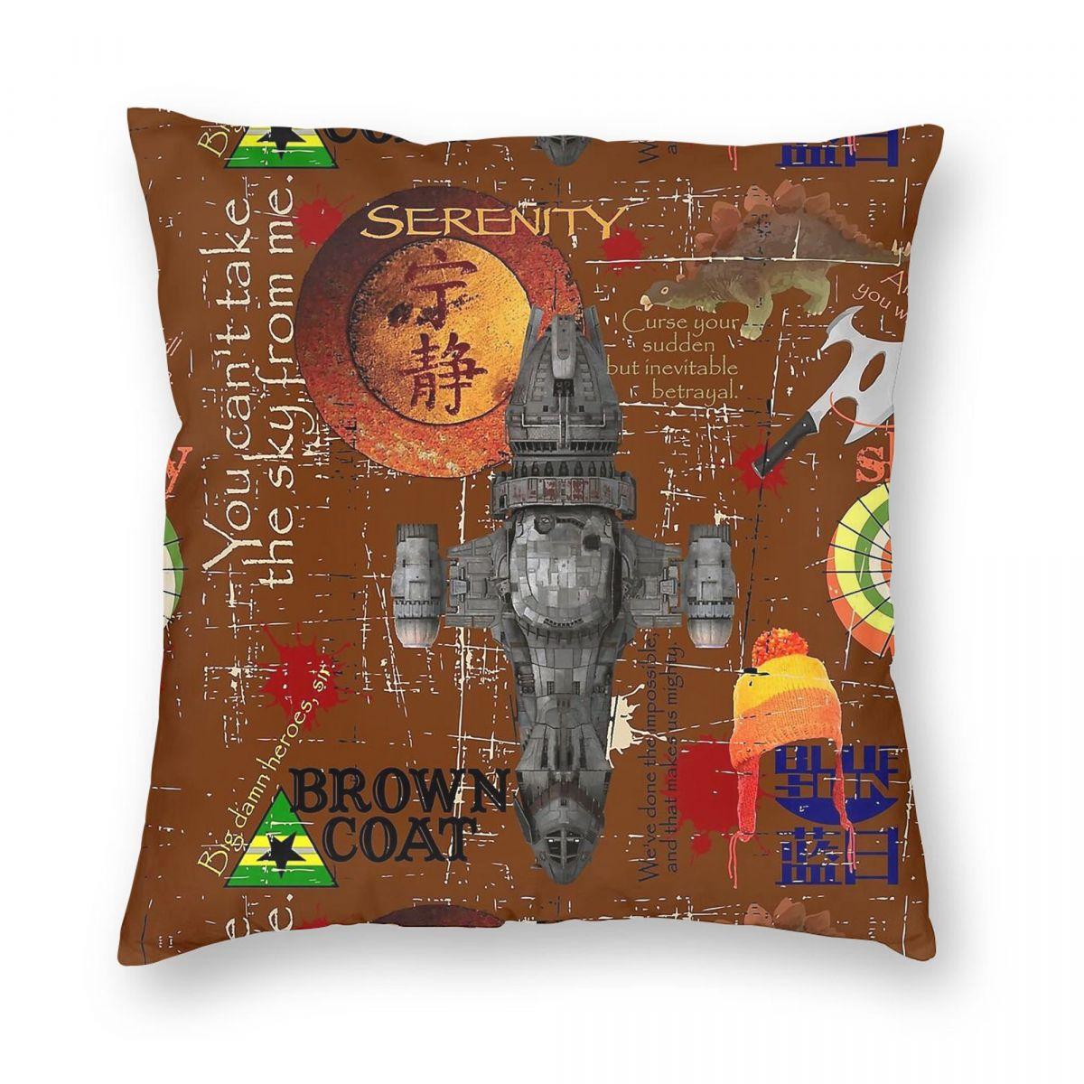 Firefly Big Damn Heroes Square Pillowcase Polyester Linen Velvet Pattern Zip Decorative Car Cushion Cover Peach skin 18*18(CM)-1Pcs