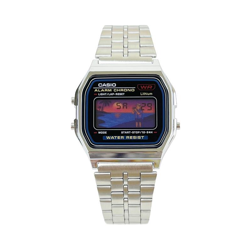 Casio Reloj personalizado serie modificada estudiante retro clásico cuadrado pequeño moderno deportivo impermeable Cuarzo Correa de Acero sa A159WA-N1D
