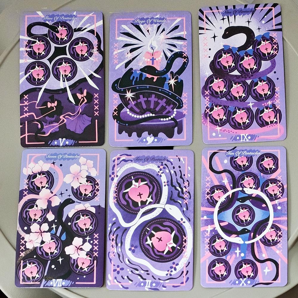 Apple Tarot Deck, Serpent's Forbidden Lust Tarot Cards 10.3*6cm, 78 Purple Pink Witch Tarot Cards