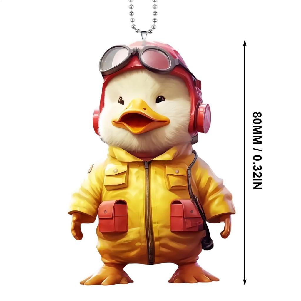 [Hkuoeue] Duck 2D Flat Keychain, Duck 2D Ornament | Cartoon Keychain 2D Duck Suit