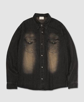 ANDAGAIN Dusty Western Denim Shirt (Washed Black Denim)