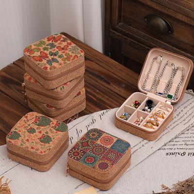 Retro Jewelry Case Portable Travel Jewelry Box Small Jewelry Organizer with Removable Divider