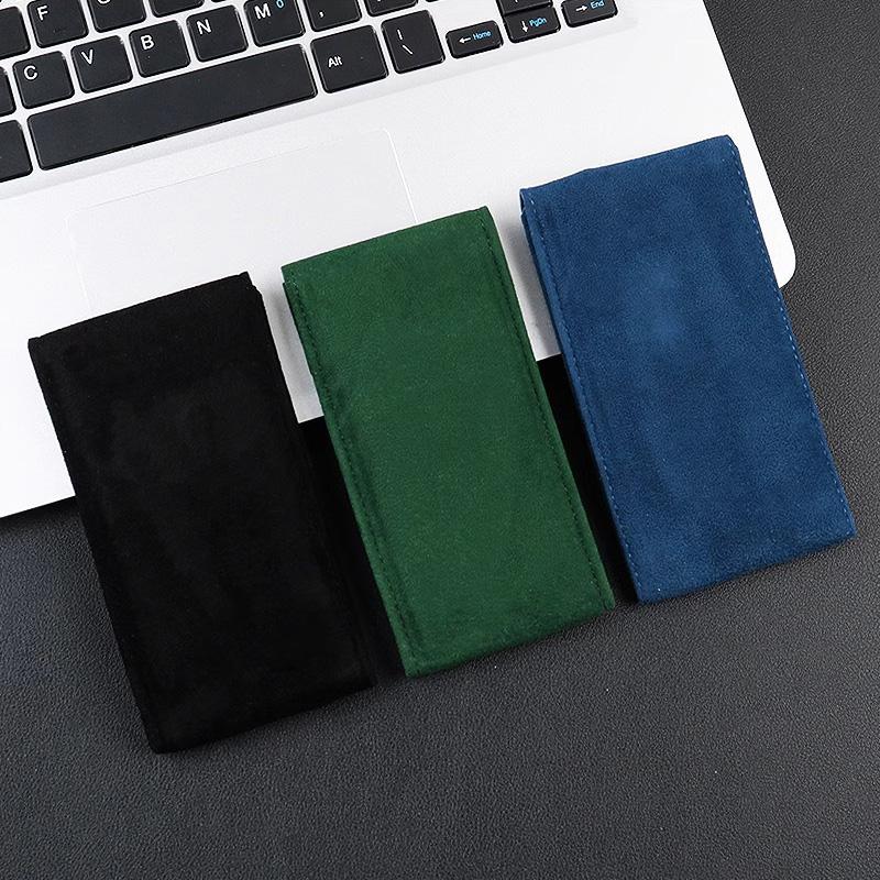 3 colors Portable Watch Bag Gift Shock-proof Press Button Short Velvet Snap Watch Packing Pouch green single storage box