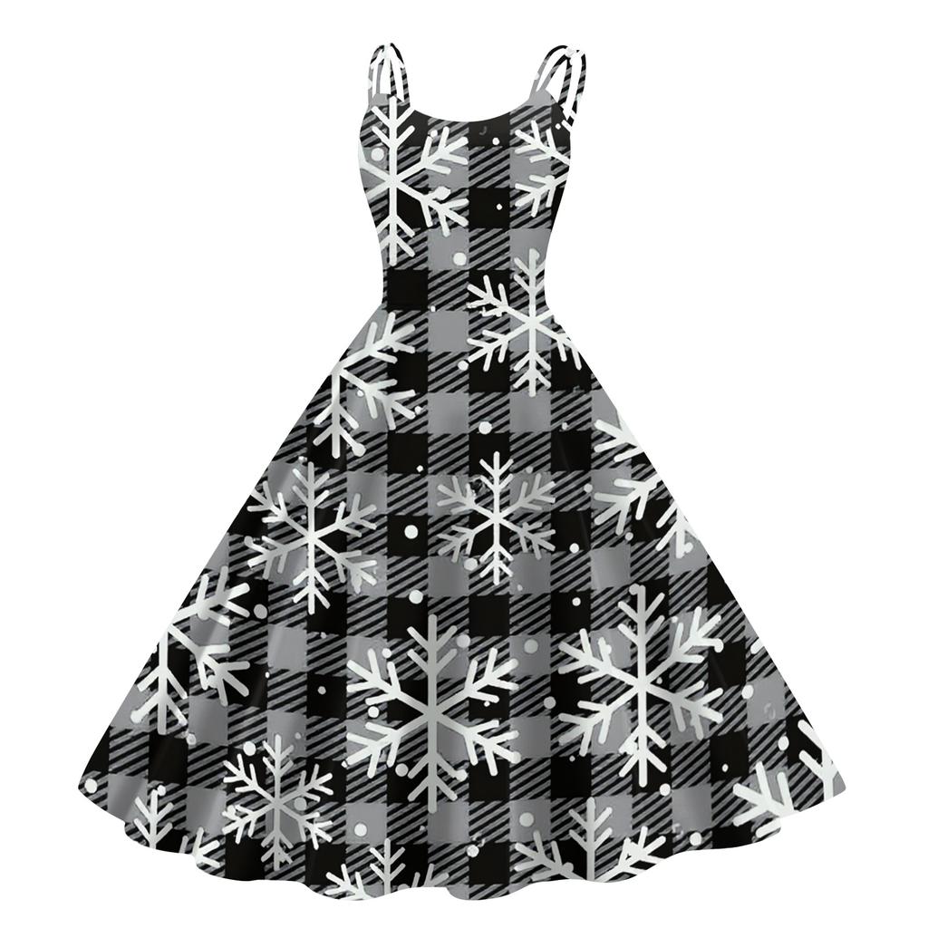 Children's Fashion Casual Christmas Print Sexy Off-the-shoulder Punk Retro Dress