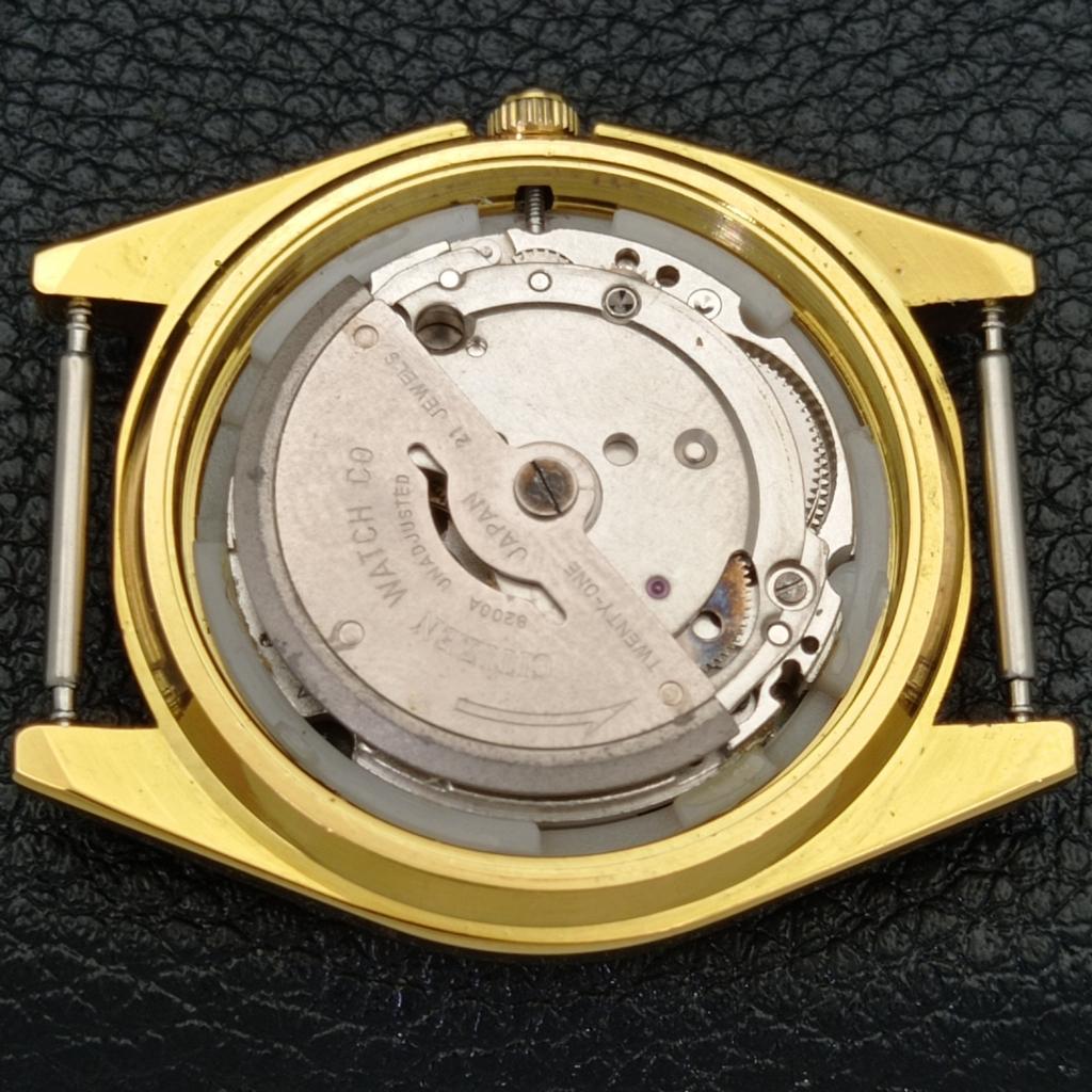 AUTOMATIC VINTAGE REFURBISHED CITIZEN 8200 JAPAN MENS BLACK DIAL WATCH A436311-2 R128-a436311