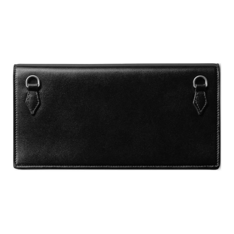 Montblanc Meisterstück Series Logo Snap Closure Grain Calfskin Clutch Mini Men clutch Black 129903