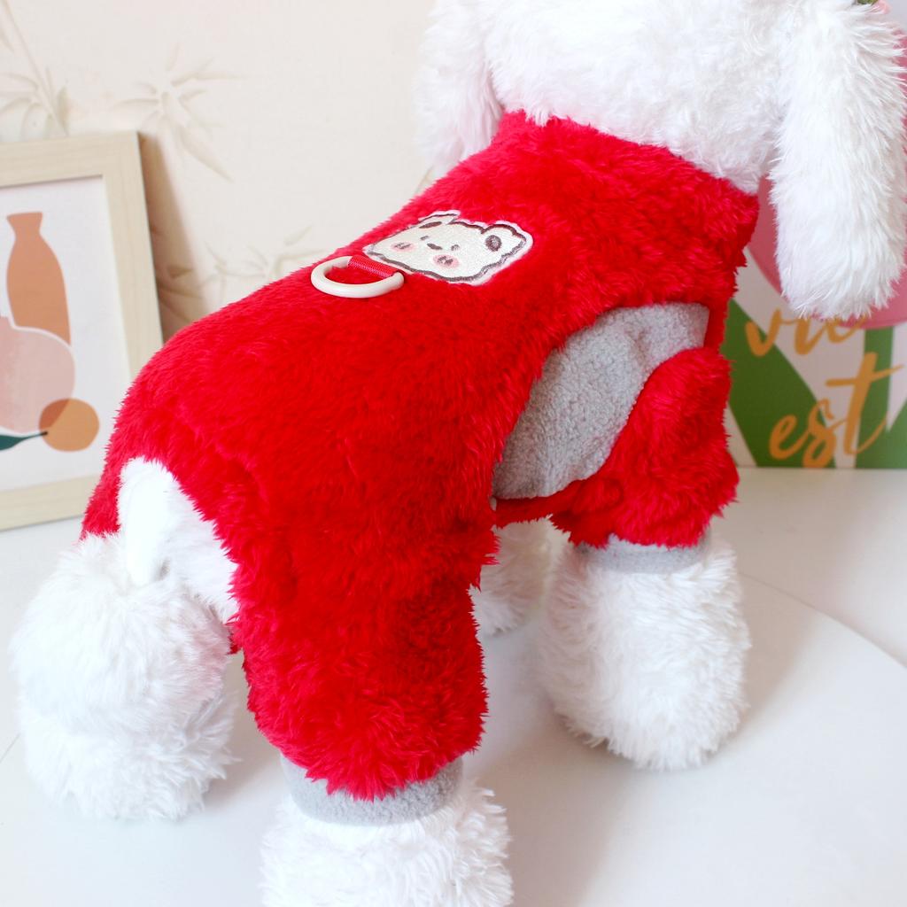 Dog clothes, autumn and winter clothes, new pet clothing can be towed, thickened bear four-legged velvet clothes, pet supplies