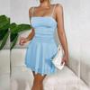 Elegante Vestito Estivo Corto Senza Spalline Sexy Schiena Scoperta Senza Maniche Slim Fit A-line Vestiti da Festa Donna Monocolore Moda Pieghettato Abito Canottiera Abbigliamento