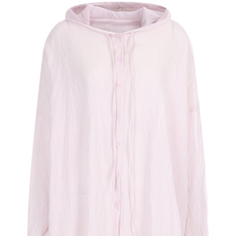 Shop Women S Sheer overSized Stripe Hoodie Shirt Ivory Ntt Wbl 20298
