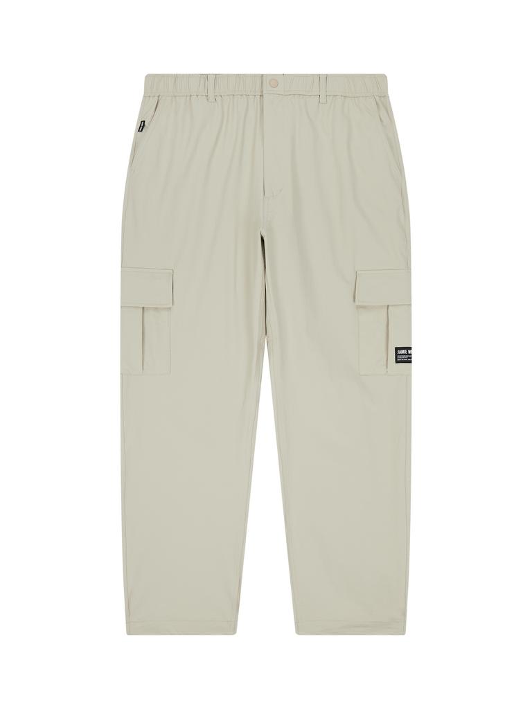 Jeimiweseuteu Stretch Wide Cargo Ripstop Pants (Beige)