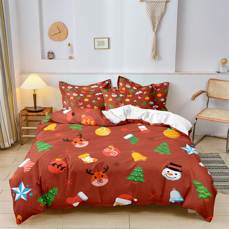 3D Christmas Bedding Set Happy New Year Duvet Cover 2/3pcs Holiday Gift DE200 * 200 Full Size Microfiber Quick Drying Soft Home Textile