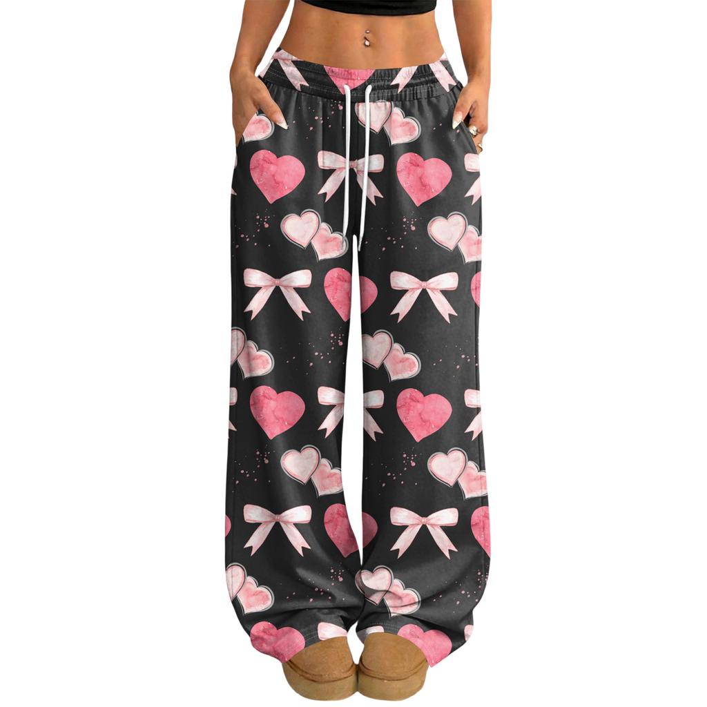 Women's Casual And Fashionable  Elastic Waist Loose Wide Leg Pants